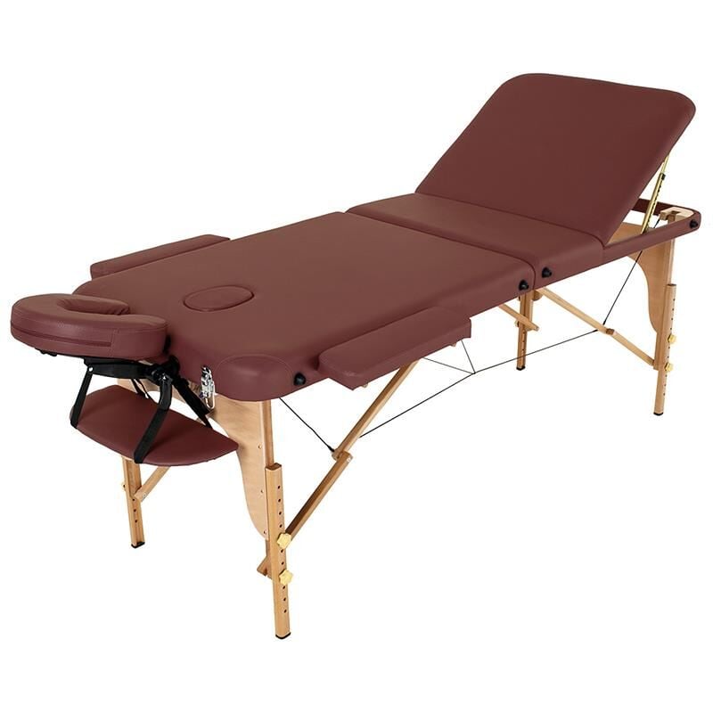 Ahşap 3 Parça Masaj Masası Bordo