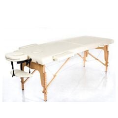 Ahşap 2 Parça  Katlanabiir Masaj Masası Krem