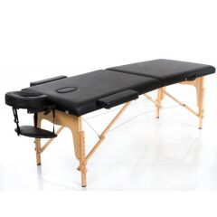 Ahşap 2 Parça Katlanabiir Masaj Masası Siyah