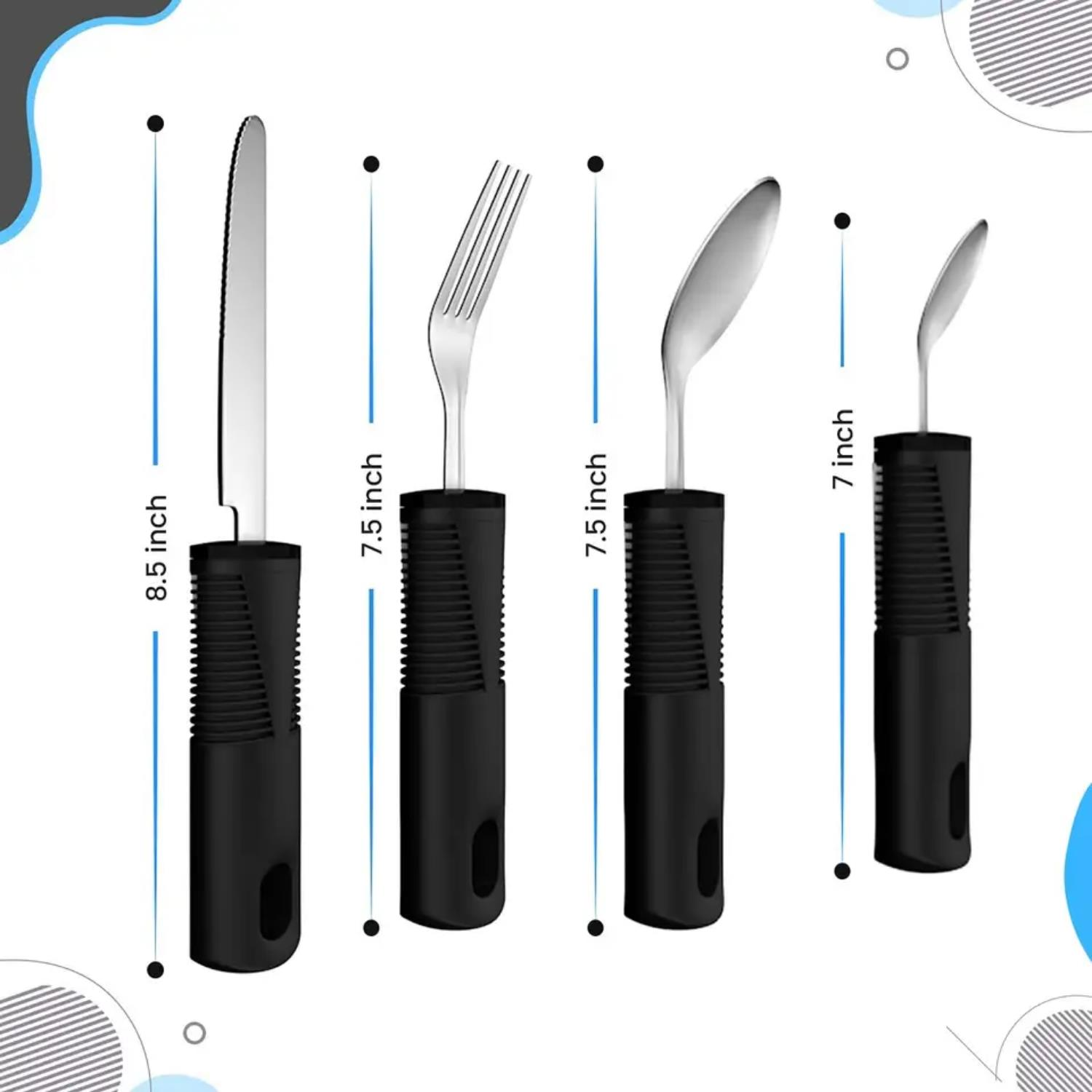 Engelilik Yardımcısı Kaşık Çatal Bıçak Seti Siyah Renk